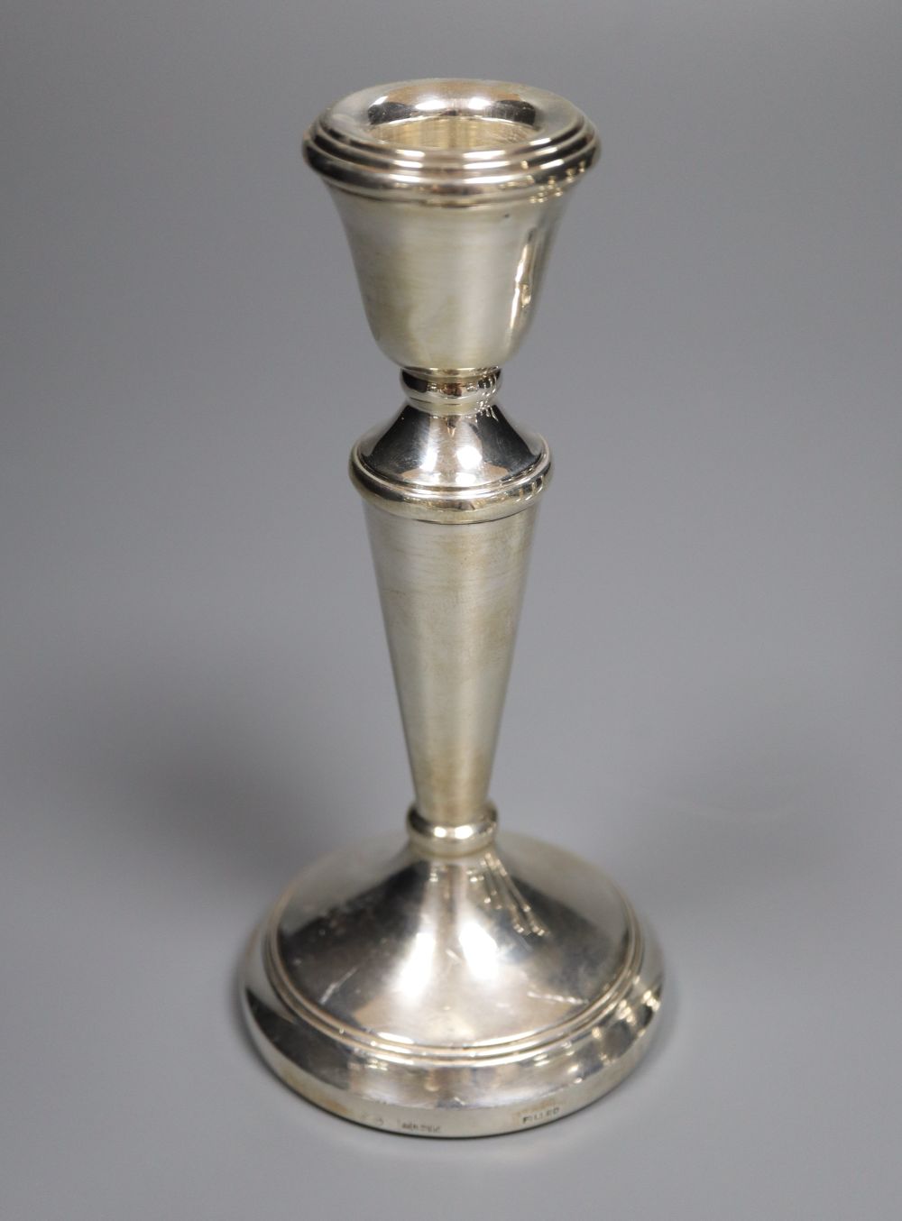 Two pairs of modern silver candlesticks, C. Ltd, Birmingham, 1985 and JM, Birmingham, 1989, 14.5cm, all weighted.